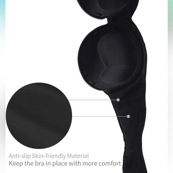 Strapless Push Up Bra Anti-slip Padded Contour Cup Black 38B SEA BBOT NWT Halter - Picture 4 of 6